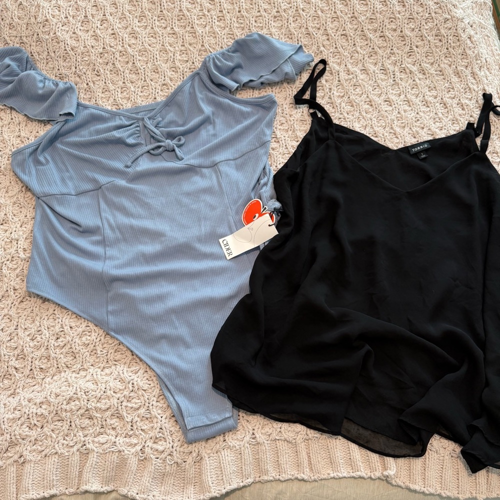 Cider Ribbed Off-Shoulder Bodysuit & Torrid Tank BUNDLE size 1XL